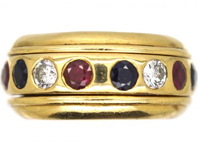 18ct Gold Multi Gem Wide Eternity Ring