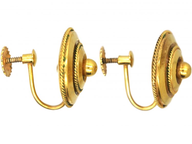 Victorian 9ct Gold Round Earrings