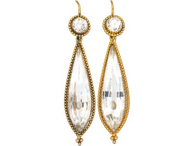 Victorian 18ct Gold Rock Crystal Drop Earrings