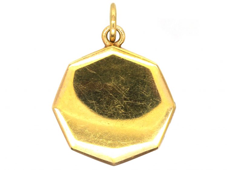 Art Deco 18ct Gold Octagonal Locket set with Diamonds