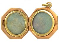 Art Deco 18ct Gold Octagonal Locket set with Diamonds