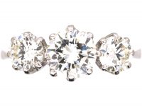 Mid Century Platinum Three Stone Diamond Ring