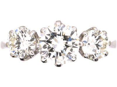 Mid Century Platinum Three Stone Diamond Ring
