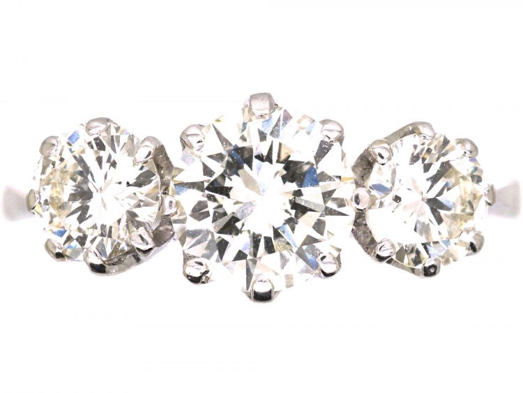 Mid Century Platinum Three Stone Diamond Ring