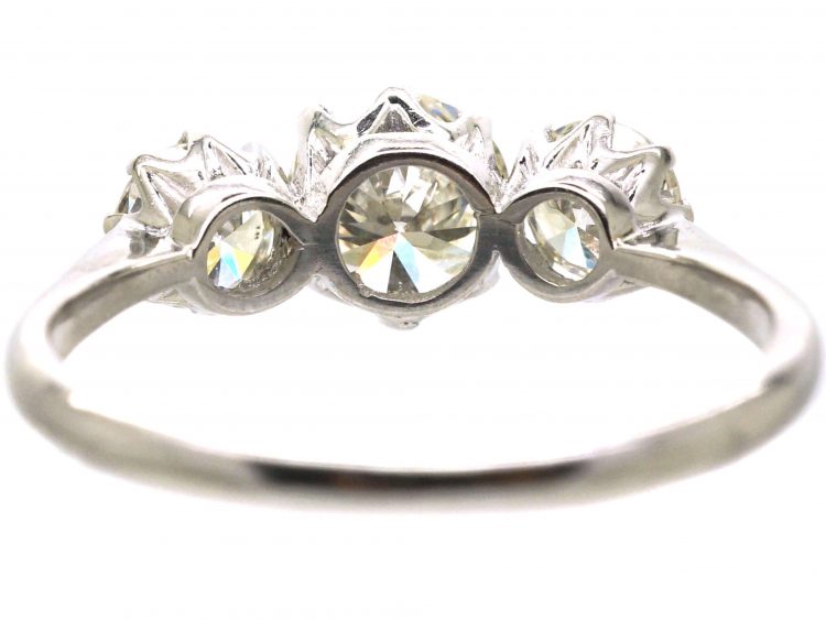 Mid Century Platinum Three Stone Diamond Ring