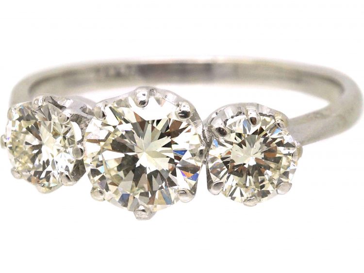 Mid Century Platinum Three Stone Diamond Ring