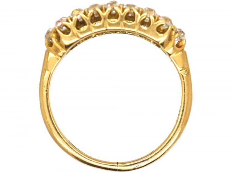 Edwardian 18ct Gold Three Row Old Mine Cut Diamond Ring by Alabaster & Wilson