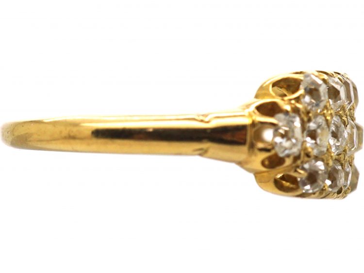 Edwardian 18ct Gold Three Row Old Mine Cut Diamond Ring by Alabaster & Wilson