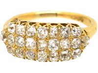 Edwardian 18ct Gold Three Row Old Mine Cut Diamond Ring by Alabaster & Wilson