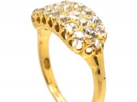 Edwardian 18ct Gold Three Row Old Mine Cut Diamond Ring by Alabaster & Wilson