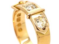 Edwardian 18ct Gold Buckle Ring set with Two Diamonds