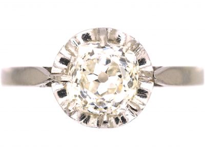Early 20th Century French Platinum Solitaire Diamond Ring