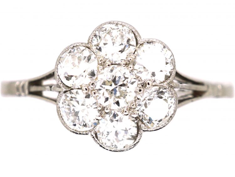 Edwardian Platinum & Diamond Daisy Cluster Ring