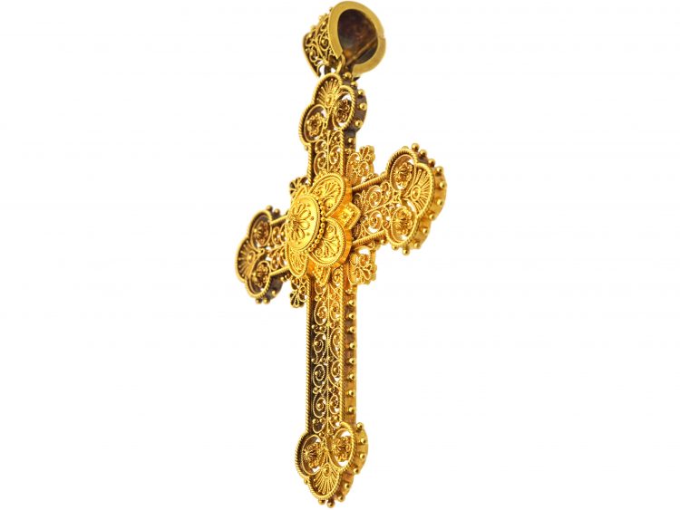 Victorian Large 18ct Gold Cannetille Cross
