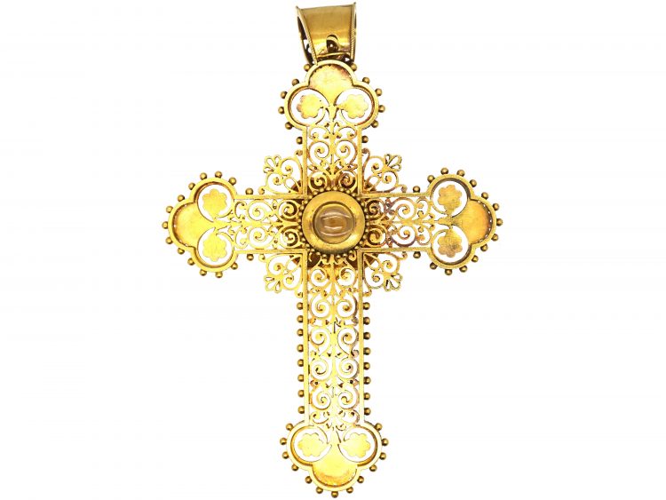 Victorian Large 18ct Gold Cannetille Cross