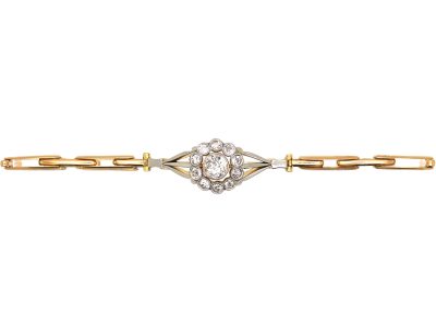 Edwardian 15ct Gold & Platinum Diamond Daisy Cluster Bracelet