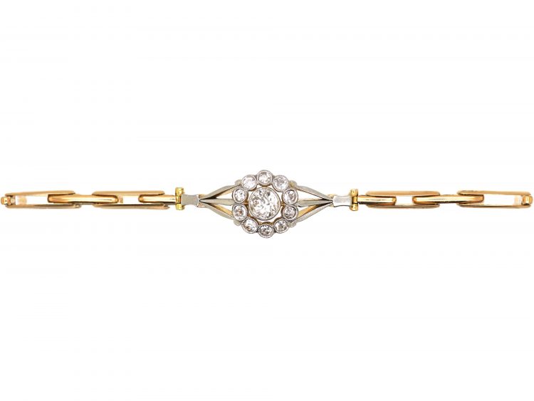 Edwardian 15ct Gold & Platinum Diamond Daisy Cluster Bracelet