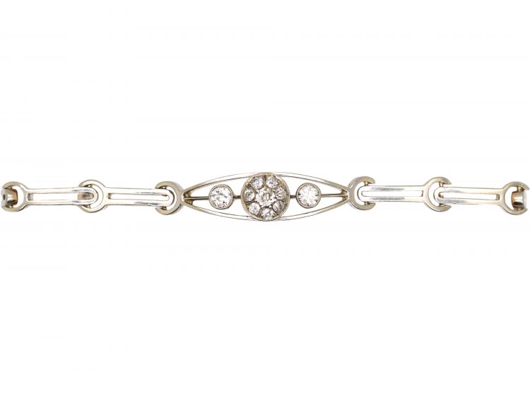 Early 20th Century Russian 14ct White & Yellow Gold Bracelet set with Diamonds