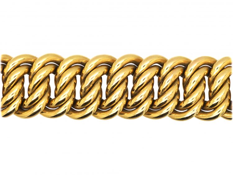 Early 20th Century French 18ct Gold Woven Curb Bracelet