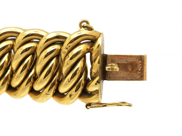 Early 20th Century French 18ct Gold Woven Curb Bracelet