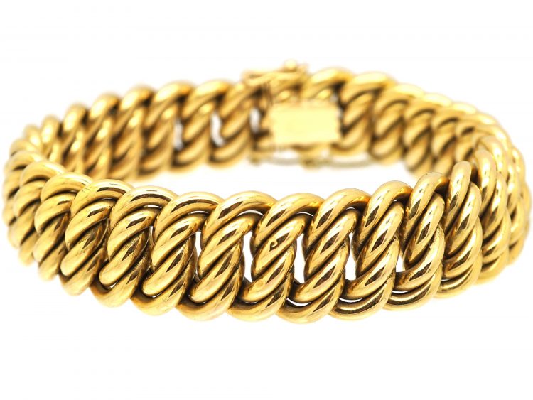 Early 20th Century French 18ct Gold Woven Curb Bracelet
