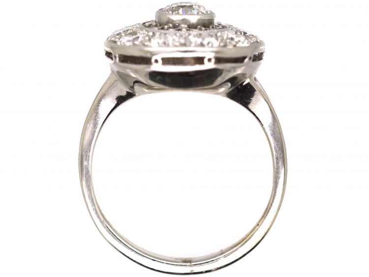 Art Deco 18ct White Gold Diamond Cluster Ring with Openwork Detail