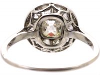 Early Twentieth Century French Platinum Old Mine Cut Diamond Cluster Ring