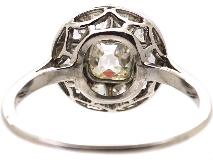 Early Twentieth Century French Platinum Old Mine Cut Diamond Cluster Ring