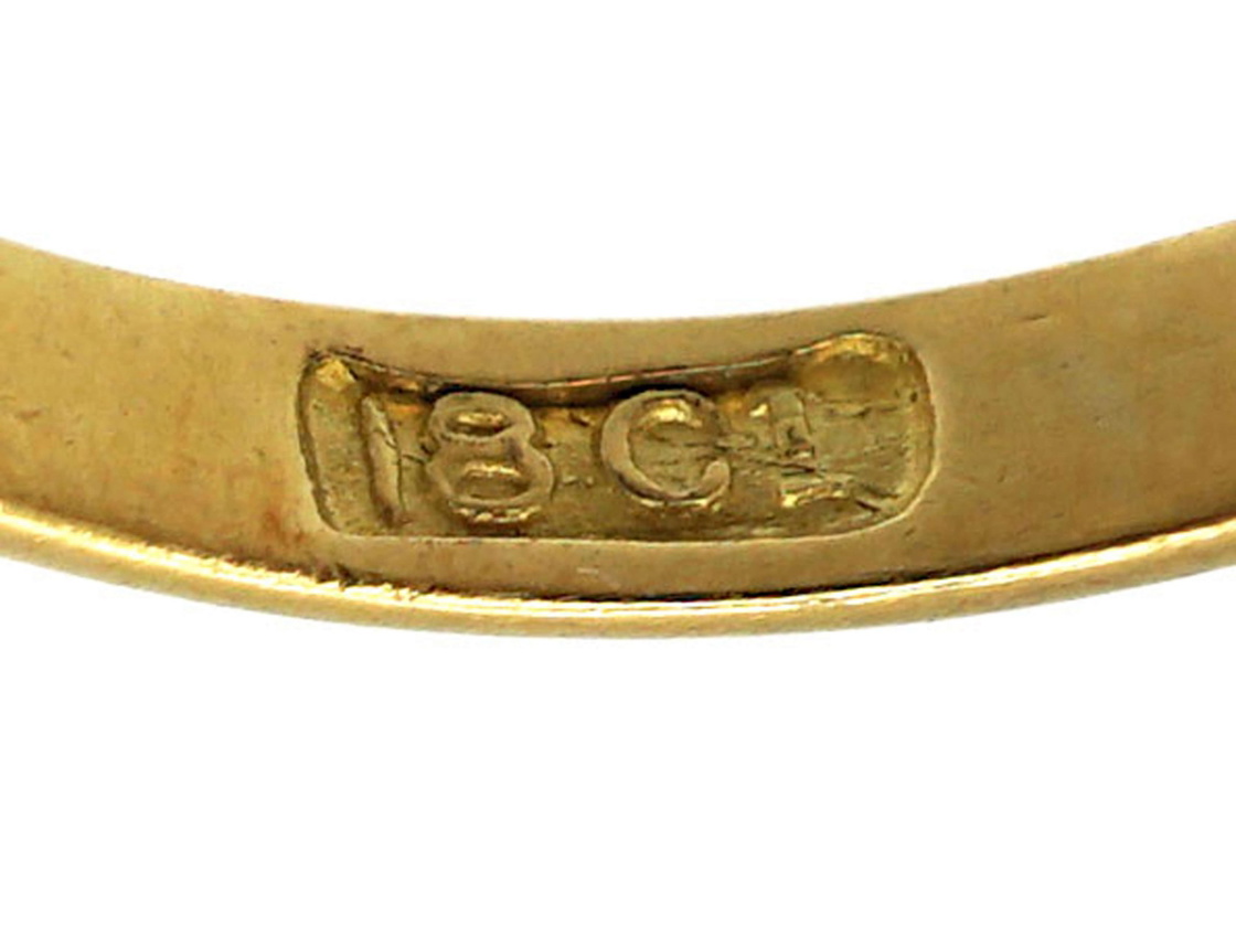Edwardian 18ct Gold Three Stone Diamond Carved Half Hoop Ring (668Y ...