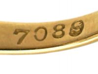 Victorian 18ct Gold Three Stone Sapphire & Diamond Carved Half Hoop Ring