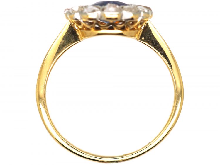 Early 20th Century 18ct Gold Sapphire & Rose Diamond Cluster Ring