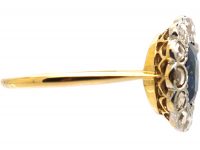 Early 20th Century 18ct Gold Sapphire & Rose Diamond Cluster Ring