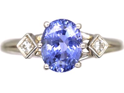 Mid 20th Century 18ct White Gold French Import Sapphire & Diamond Ring