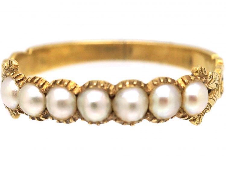 Georgian 15ct Gold Ring set with Natural Split Pearls