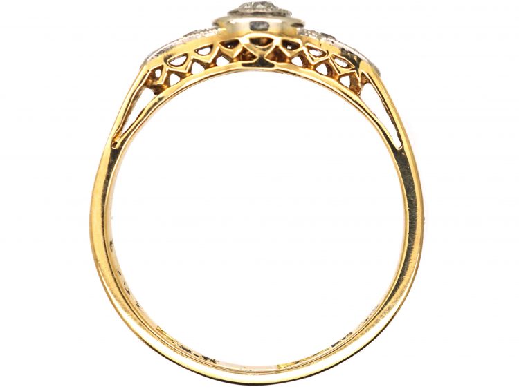 Art Deco 18ct Gold & Platinum Diamond Solitaire Ring with Diamond set Shoulders
