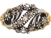 Georgian 9ct Gold & Silver Rose Diamond Twist Ring