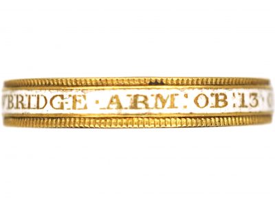 Georgian 18ct Gold & White Enamel Mourning Ring Dated 1775