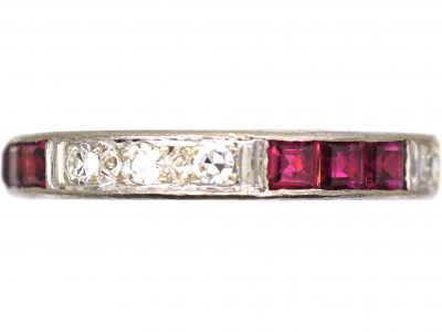 18ct Yellow & White Gold, Ruby & Diamond Half Eternity Ring by Cropp & Farr