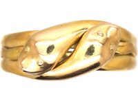 Edwardian 9ct Gold Double Snake Ring