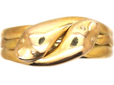 Edwardian 9ct Gold Double Snake Ring
