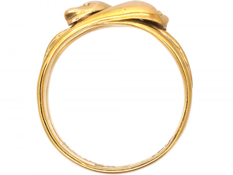 Edwardian 9ct Gold Double Snake Ring