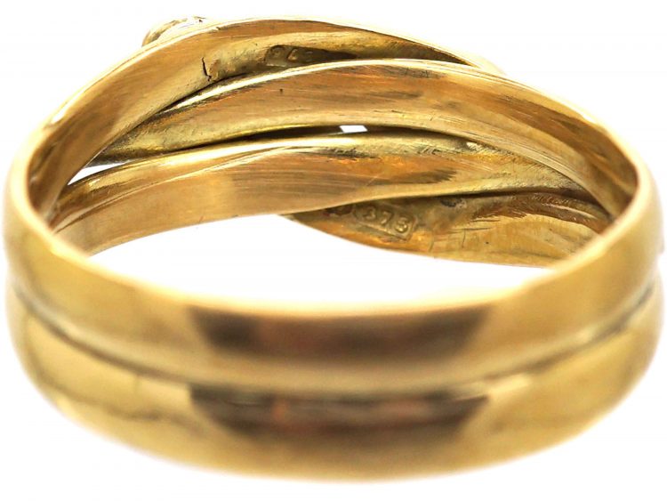 Edwardian 9ct Gold Double Snake Ring