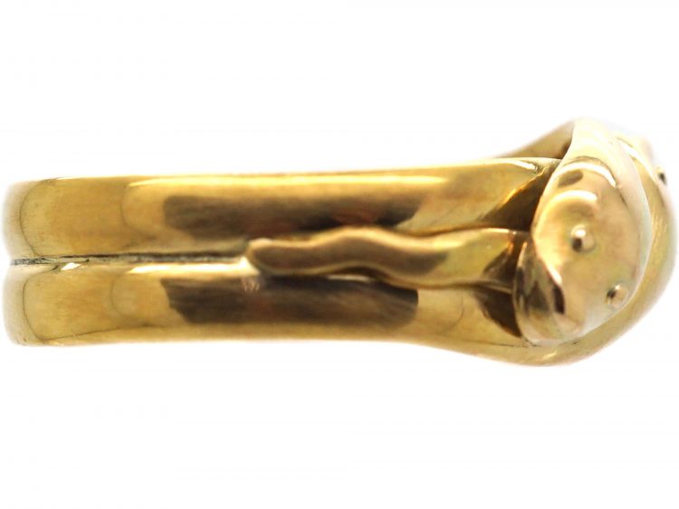 Edwardian 9ct Gold Double Snake Ring