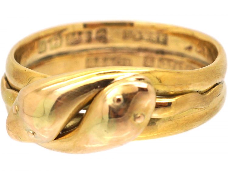 Edwardian 9ct Gold Double Snake Ring