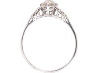 Art Deco Platinum Diamond Solitaire Ring with Step Cut Shoulders set with Baguette Diamonds