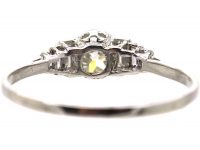 Art Deco Platinum Diamond Solitaire Ring with Step Cut Shoulders set with Baguette Diamonds