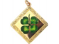Early 20th Century 14ct Gold & Enamel Four Leaf Clover Pendant