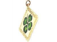 Early 20th Century 14ct Gold & Enamel Four Leaf Clover Pendant