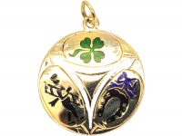 Early 20th Century 14ct Gold & Enamel Good Luck Pendant