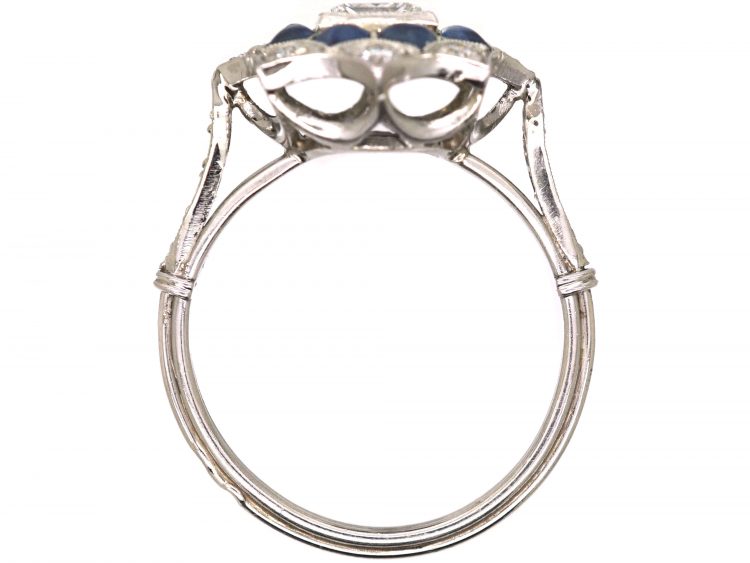 Early 20th Century Diamond & Sapphire Fancy Cluster Ring
